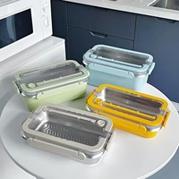 Boîte à lunch en acier inoxydable 304 avec logo de couleur personnalisé 2100ml 3300ml 4500ml Conteneur à bento pour adultes étanche au lave-vaisselle