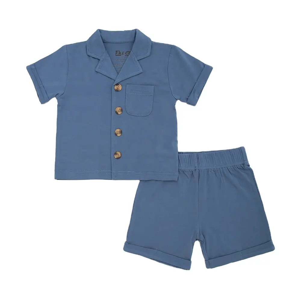 Kundenspezifische Druckmotive modisches Babykleidungs-Set Unisex Sommer kurze Oberteile und Strampler mit kurzen Schulterbanden 2-teiliges Set