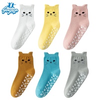 Chaussettes de yoga antidérapantes pour femmes, mi-mollet, motif patte de chat, pour Pilates, vente en gros