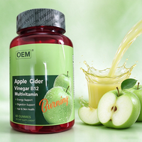 Gummies multivitaminées au vinaigre de cidre de pomme B12, soutien OEM, digestion, santé des cheveux et de la peau, 60 unités, complément alimentaire