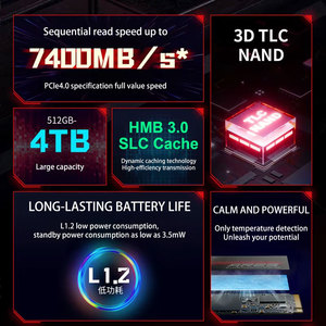 Lexar ARES NM790X 4T M.2笔记本固态硬盘4tb PCle 4.0*4固态硬盘7400m/s读取速度6500m/s台式机写入速度4tb - Product Image 5