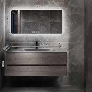 Modern luxury waterproof rock panel hot bending integrated basin all aluminum honeycomb aluminum bathroom cabinet - Product Image 4
