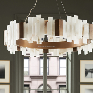 Lustre rond <span class=keywords><strong>en</strong></span> marbre naturel, style moderne et luxueux, <span class=keywords><strong>en</strong></span> <span class=keywords><strong>albâtre</strong></span> espagnol, pour salon, restaurant, hall d'entrée - Product Image 3