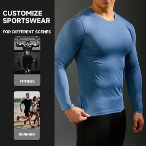 Luckpanther özel uzun kollu yumuşak sıkıştırma spor gömlek erkekler ince spor koşu erkekler boş t-shirt spor giyim