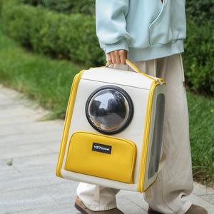 Cat Backpack Transparent Oxford Material Large Capacity Foldable Outdoor Travel <b>Pet</b> <b>Carrier</b> Yellow Pink Green Blue - Product Image 2