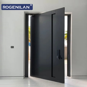 Portes d'<span class=keywords><strong>entrée</strong></span> de sécurité intelligentes modernes en aluminium noir Rogenilan, portes d'<span class=keywords><strong>entrée</strong></span> antivol pour maisons - Product Image 4