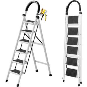 Sky-Touch บันไดเหล็กพับได้6ขั้นตอน, ม้านั่งบันไดบันไดพับได้แข็งแรงทนทานพร้อมบันไดเหยียบกันลื่นกว้างได้รับการรับรอง En131สำหรับผู้ใหญ่ - Product Image 6