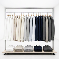 Présentoir à vêtements roulant en acier inoxydable robuste pour la vente en gros
