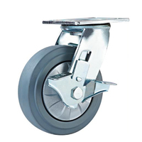 Roue en caoutchouc pleine pour chariot de courses avec roulement à billes et roulement à rouleaux, frein non inclus