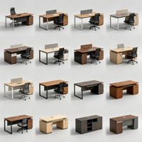 Ensemble table et chaise de bureau, design en L, bureau en bois résistant à la corrosion, design moderne, double poste de travail face à face, armoire pour 2/4 personnes