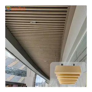 Office Building Ceiling Decorative Metal Aluminum U G C H R Strip Baffle Ceiling Panels Pop Modern Ceiling Design for Office