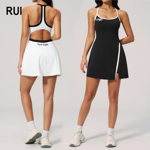 Vestido de Tenis Deportivo Personalizado RUIQUIWN para Mujer, de Una Pieza, con Shorts, Sin Mangas, Espalda Descubierta, para Gimnasio, Fitness, Golf - Product Image 1