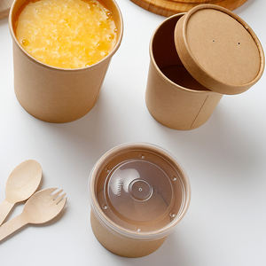 Stampati personalizzati usa e getta zuppa calda ciotole di carta, di carta ciotole nero kraft di carta tazza di zuppa di - Product Image 2