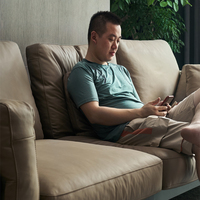 Hochwertiges Echtleder-Sofa, Modernes Konvertierbares Ecksofa-Set, Polstermöbel mit Edelstahlbeinen für Hotels