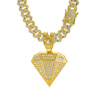 Nouveau Collier Chaîne de Mode en Alliage de Haute Qualité, Style Hip-Hop Européen et Américain, avec Grands Diamants, pour Vendeurs en Ligne, Direct Usine