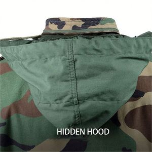 แจ็กเก็ตมีฮู้ดสำหรับผู้ชายเสื้อโค้ทกันหนาวสีเขียว <span class=keywords><strong>M65</strong></span>แจ็คเก็ตยุทธวิธีเสื้อกันลมออกแบบได้ตามต้องการสำหรับฤดูหนาว - Product Image 3