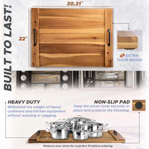 Planche à nouilles sculptée à la main tendance et personnalisée, couvre-poêle en bois d'acacia fait à la main, couvre-poêle - Product Image 3