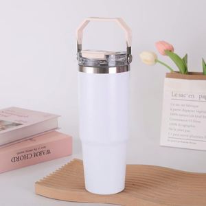 Gobelet isotherme de voyage 20oz 30oz avec poignée, couvercle, paille et base antidérapante pour boissons chaudes et froides - Product Image 1