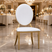 Chaise de banquet européenne dorée à dossier rond, chaise de luxe pour mariage, chaise de salle à manger pour hôtels et événements