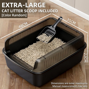 Bac à litière semi-fermé extra large pour chat avec pelle et plateau profond ouvert pour chatons - Product Image 6