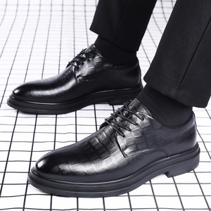 Men's Glossy Leather Dress <b>Shoes</b> <b>Soft</b> Sole Anti Slip Wedding Business Formal Casual Youth Style - Product Image 1