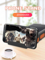 Banque d'alimentation solaire portable d'extérieur 20000 mAh avec lampe de poche, support de charge sans fil et câble de charge (Micro USB et Type-C)