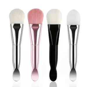 Chuyên Nghiệp Beauty Mềm Tóc Mặt Nạ Applicator Makeup Brush Trắng Vegan Nhựa Xử Lý Silicone Mặt Nạ Brushes