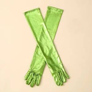 Gants longs en similicuir métallisé pour femmes, accessoires de costume de scène pour spectacles, longueur coude, pour soirées et événements. - Product Image 2