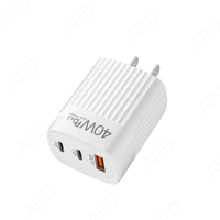 Adaptor Daya Cepat Digital EU/US 20V 25A 25W QC3.0/PD Tipe-C+USB untuk Perjalanan, Cocok untuk Earphone/Kamera/Laptop
