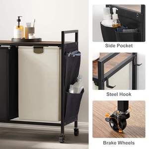 Cesto Organizador de Ropa Sucia Doble, Grande, de Hierro, Personalizable, Plegable, con Ruedas, para Uso Doméstico - Product Image 5