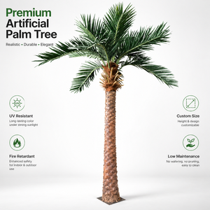 Palmera Artificial de Lujo de 3-10m, Árbol Falso Resistente al Sol, Planta Artificial Gigante para Decoración de Vestíbulos de Hoteles en el Medio Oriente - Product Image 1