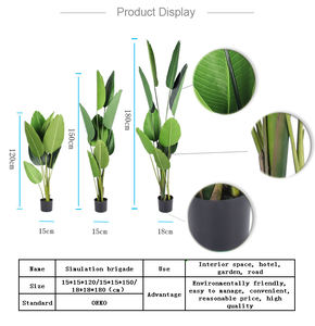 PZ-2-18 Plante Artificielle Voyageur Feuilles De Bananier Arbre avec Pot En Plastique Noir pour Intérieur Extérieur Décoratif - Product Image 3