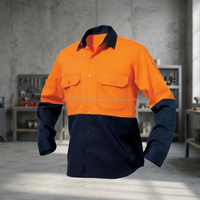 Chemise de travail respirante en coton sergé personnalisée pour hommes, haute visibilité, bicolore, avec poches poitrine, pour adultes