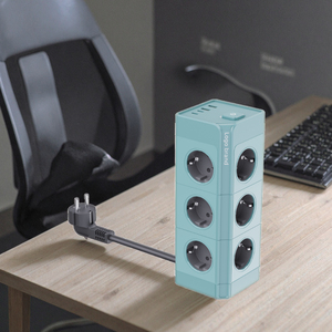 ปลั๊กพ่วงแบบทาวเวอร์ CE/KC 4/8/12 ช่องเสียบ พร้อมสายชาร์จเร็ว มีพอร์ต USB-A 2 ช่อง และ USB-C 2 ช่อง รองรับกระแสไฟ 16A เหมาะสำหรับใช้ในสำนักงาน - Product Image 1