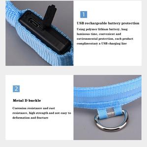 Collar LED de nailon para perro al por mayor, luz intermitente luminosa recargable por USB en la oscuridad, estilo clásico, estampado duradero para mascotas, gatos y perros - Product Image 4
