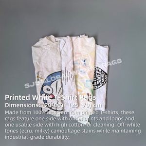 Trapos de Algodón Blancos Impresos, Suaves para Limpieza, Grado Industrial, Trapos de Algodón a Granel, Limpieza en el Lugar de Trabajo, Bajo Contenido de Pelusa - Product Image 2