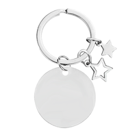 Ywyougang – Porte-clés rond vintage en acier inoxydable avec breloques étoiles, disque métallique gravable, bijoux DIY en gros