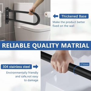 304 Edelstahl U-förmiger Klappbarer Toiletten-Haltegriff Hochklappbarer Badezimmer-Sicherheitshandlauf für Behinderte und Senioren - Product Image 4