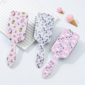 Coussin d'air en plastique Brosse à cheveux Massage du cuir chevelu Outils de coiffure Peigne à cheveux dessin animé professionnel Impression plastique ABS Design <span class=keywords><strong>Licorne</strong></span> - Product Image 1
