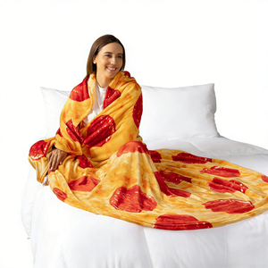 Manta de Franela Personalizada al por Mayor, 100% Poliéster, Súper Suave, Tejida, con Diseño de Burrito, Tortilla y <span class=keywords><strong>Pizza</strong></span>, Impresión a Doble Cara - Product Image 3