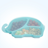 Belle forme d'éléphant sans BPA enfants assiette bébé plat bébé assiette divisée avec couvercle