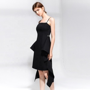Moda europea y americana vestidos 2019 <span class=keywords><strong>mujer</strong></span> Chic de plisado sin mangas Irregular Vestido largo de las mujeres - Product Image 2