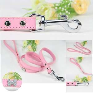 Correa de cuero para perro con diamantes de imitación, cuerda de mano para mascotas, cadena de adiestramiento, collar para gato y perro, cadena de arrastre, venta al por mayor - Product Image 2