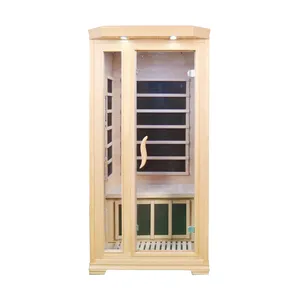 Indoor infrared Two glass walls sauna 1 person Low EMF mobile at home wooden sauna room far infrared sauna