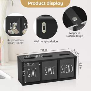 Give Save Spend Money Saving Box <span class=keywords><strong>para</strong></span> niños, <span class=keywords><strong>hucha</strong></span> <span class=keywords><strong>para</strong></span> niños de encimera <span class=keywords><strong>para</strong></span> efectivo diario, bancos <span class=keywords><strong>para</strong></span> niños de montaje en pared <span class=keywords><strong>para</strong></span> <span class=keywords><strong>billetes</strong></span> y monedas - Product Image 3