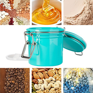 Pot à céréales en plastique incassable et durable de 200 ml avec couvercle à fermeture hermétique à goupille et déclencheur, couleur unie - Product Image 5