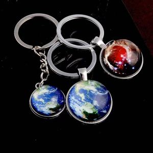 Porte-clés univers lumineux en gros, planète, système solaire, pendentif en métal, galaxie, nébuleuse, Terre, boule de verre double face - Product Image 4