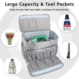 Sac de transport pour <span class=keywords><strong>Bissell</strong></span> Little Green Machine, grand sac de rangement, étui de transport pour <span class=keywords><strong>nettoyeur</strong></span> de <span class=keywords><strong>tapis</strong></span> <span class=keywords><strong>Bissell</strong></span>, organisateur d'outils de nettoyage - Product Image 4