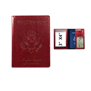 卸売男性フェイクレザーパスポートケースIDカードホルダークリアウィンドウ女性パスポート財布旅行マネークリップ財布パスポートケース