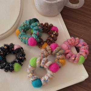 Color plush hair <b>tie</b> female high-elasticity hair rope durable rubber band female hair <b>tie</b> headdress wholesale - Product Image 2